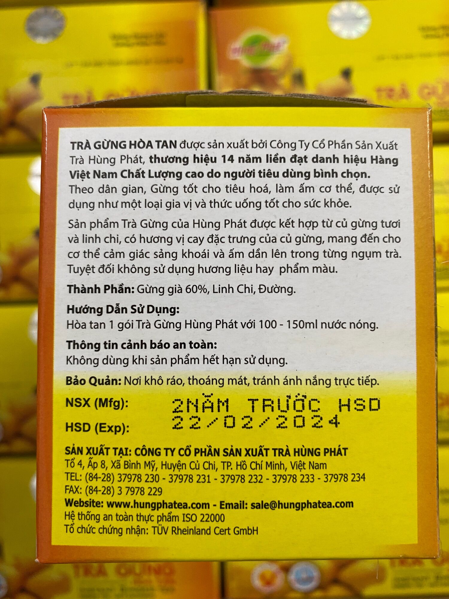 Trà gừng HÙNG PHÁT hoà tan hộp 200g