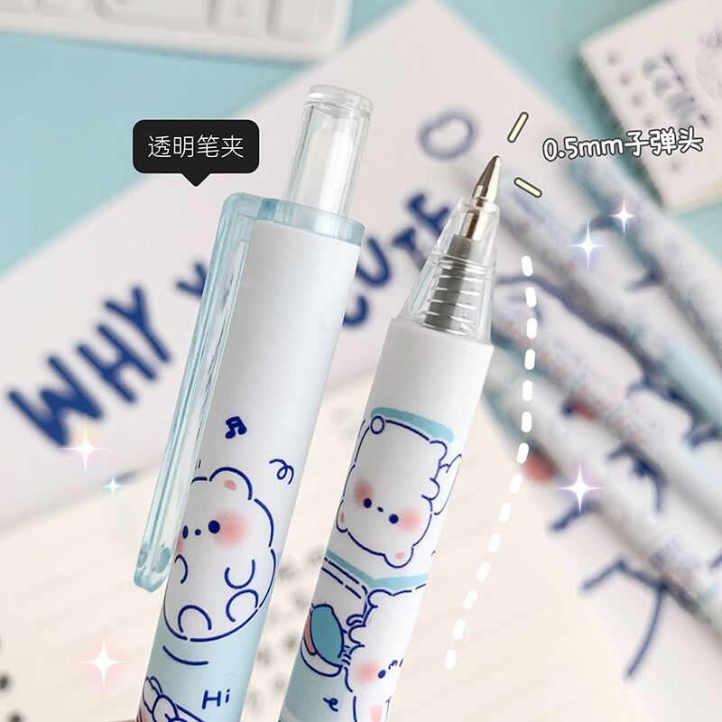 Bút bi cute mực xanh đen đỏ hình molang dễ thương viết bi bấm mực gel nước ngòi 0.5mm #A2801