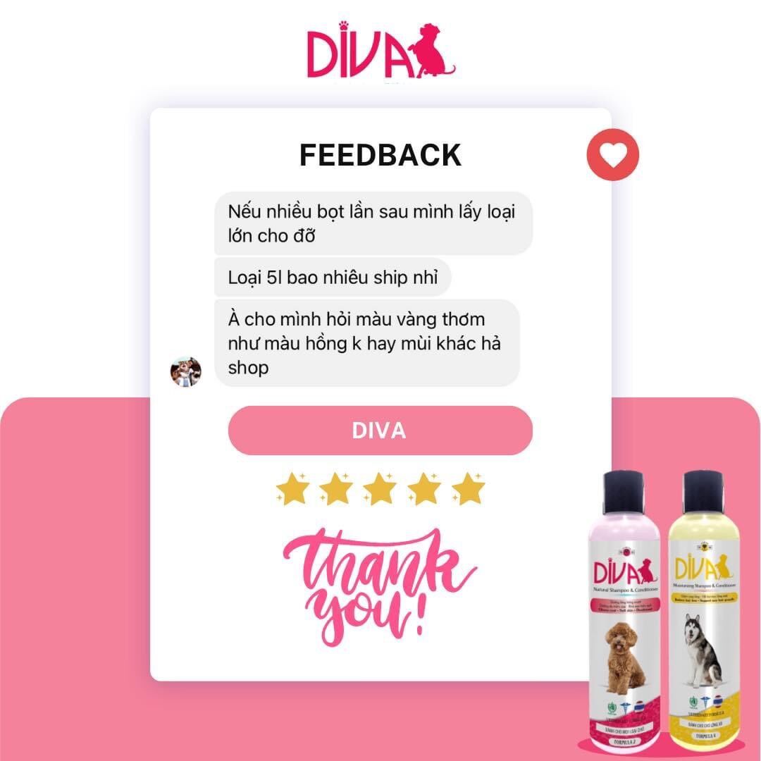 Sữa tắm thơm mượt chống rụng Diva cho chó