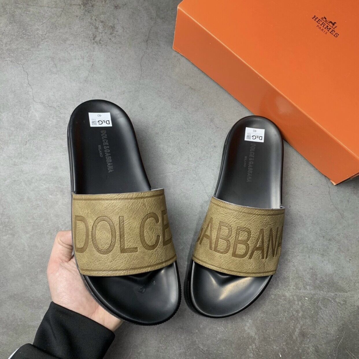 Dép Lê Nam D&G quai da bò thật đế cao su mềm, dép cao cấp có bảo hành 12 tháng