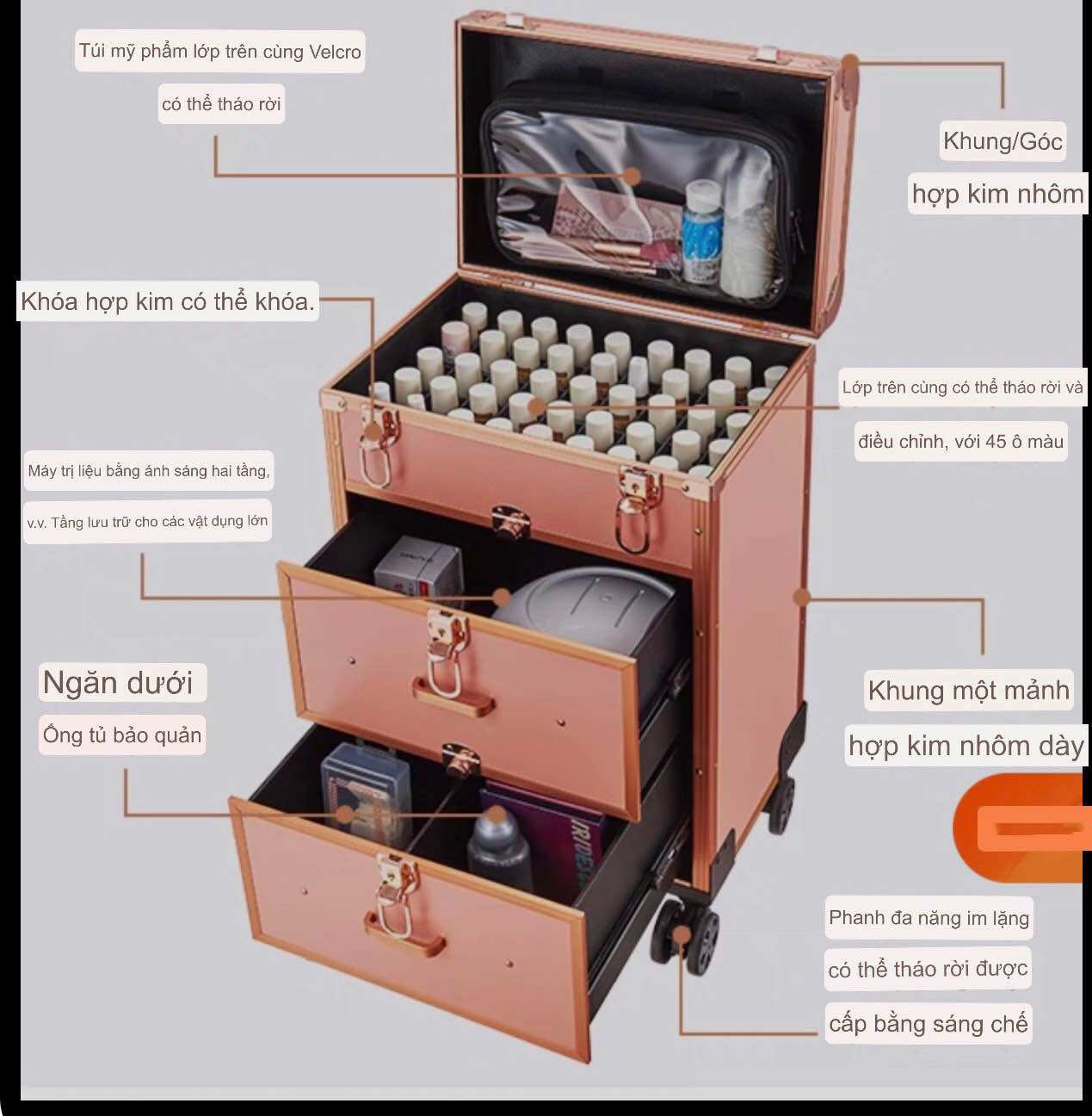 CỐP VALI KÉO 3 TẦNG