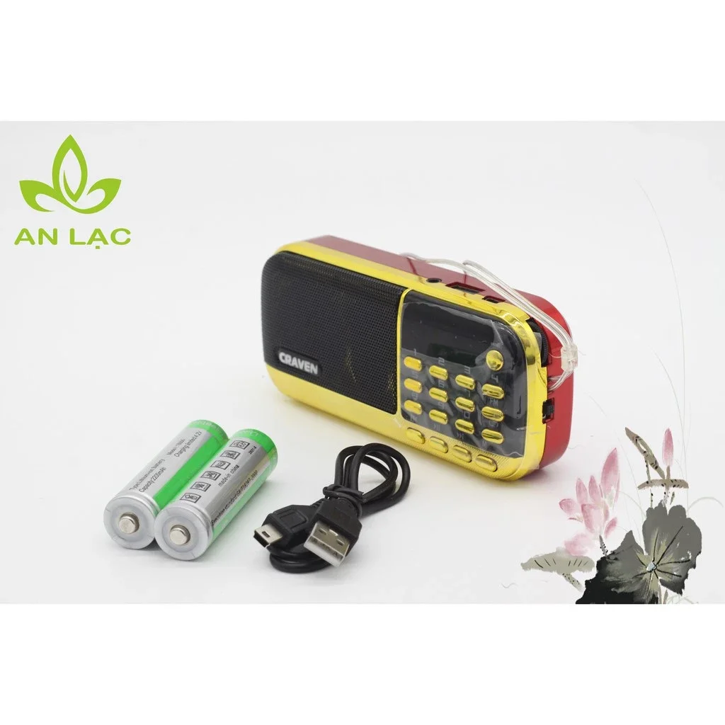 Máy nghe pháp nhạc mp3 loa thẻ nhớ craven cr836s tụng kinh phật đài fm đài 2 pin