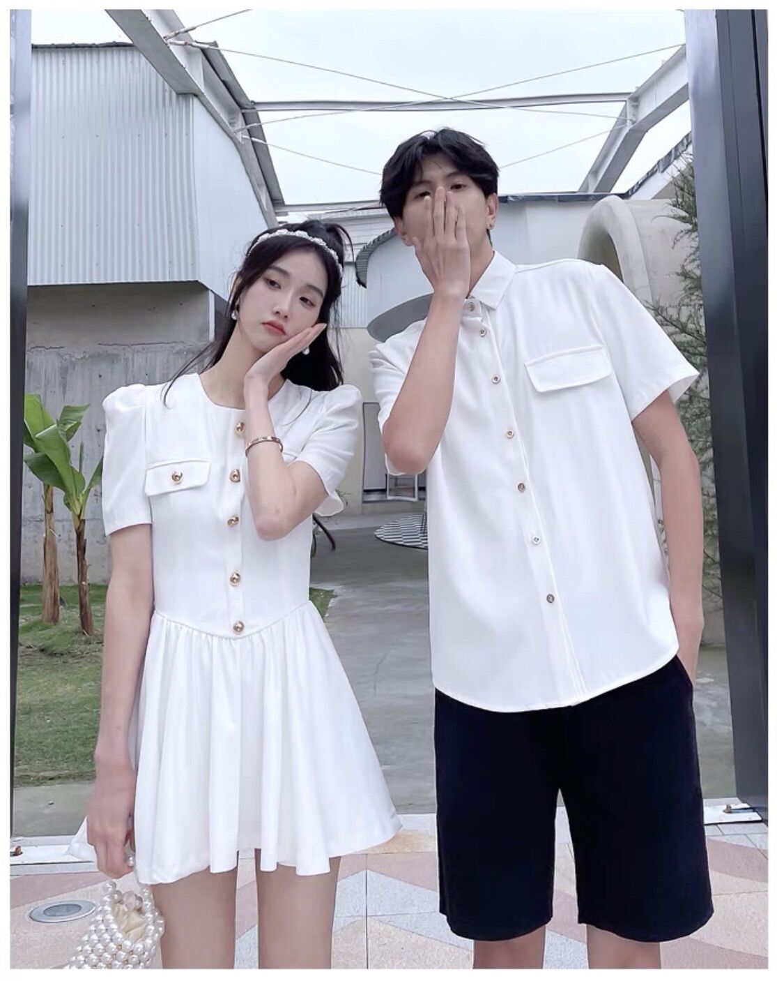 Set đồ đôi sơmi nam váy nữ dự tiệc, chụp ảnh cưới