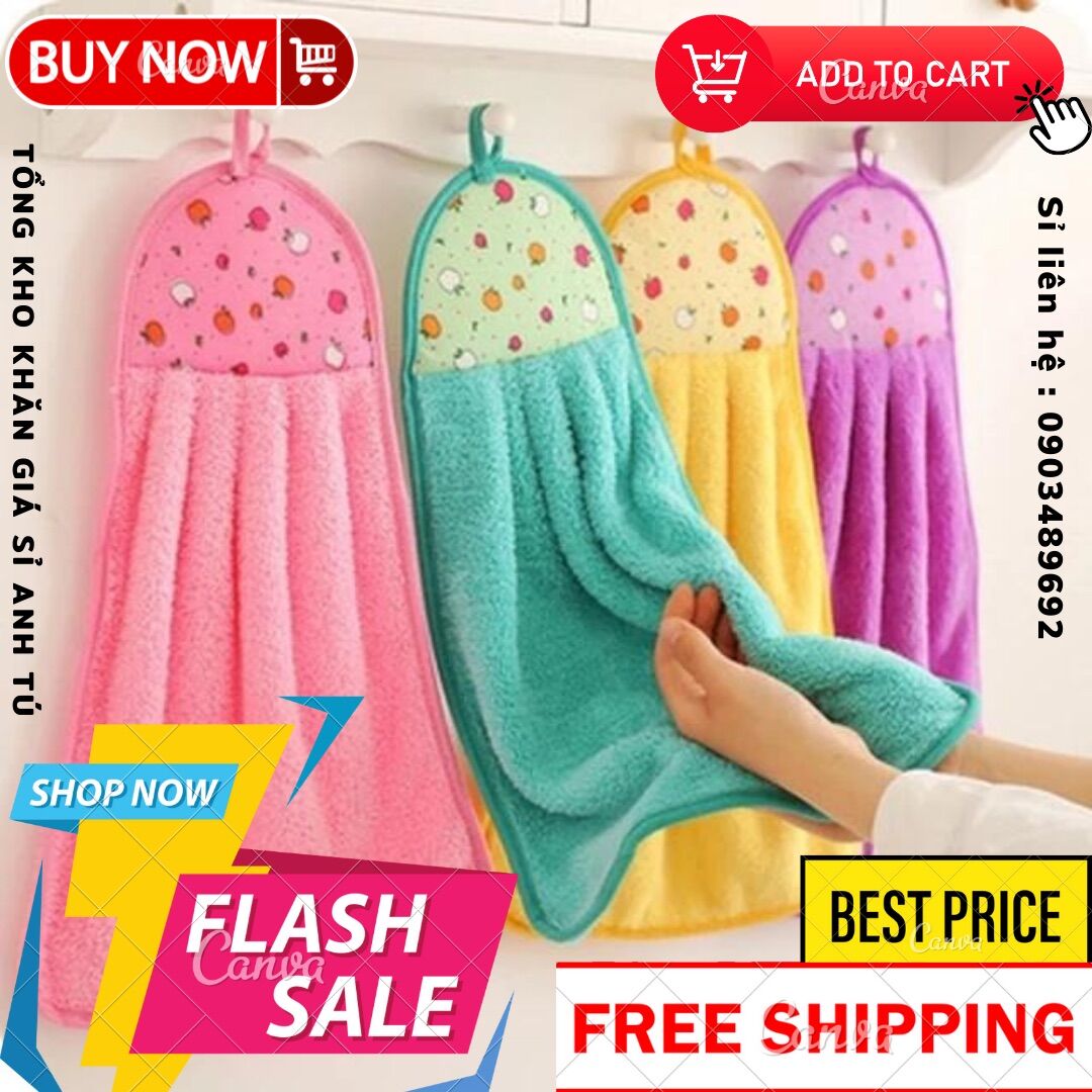 [Tổng kho Sỉ] Khăn lau tay nhà bếp 26*42cm dày dặn siêu thấm hút