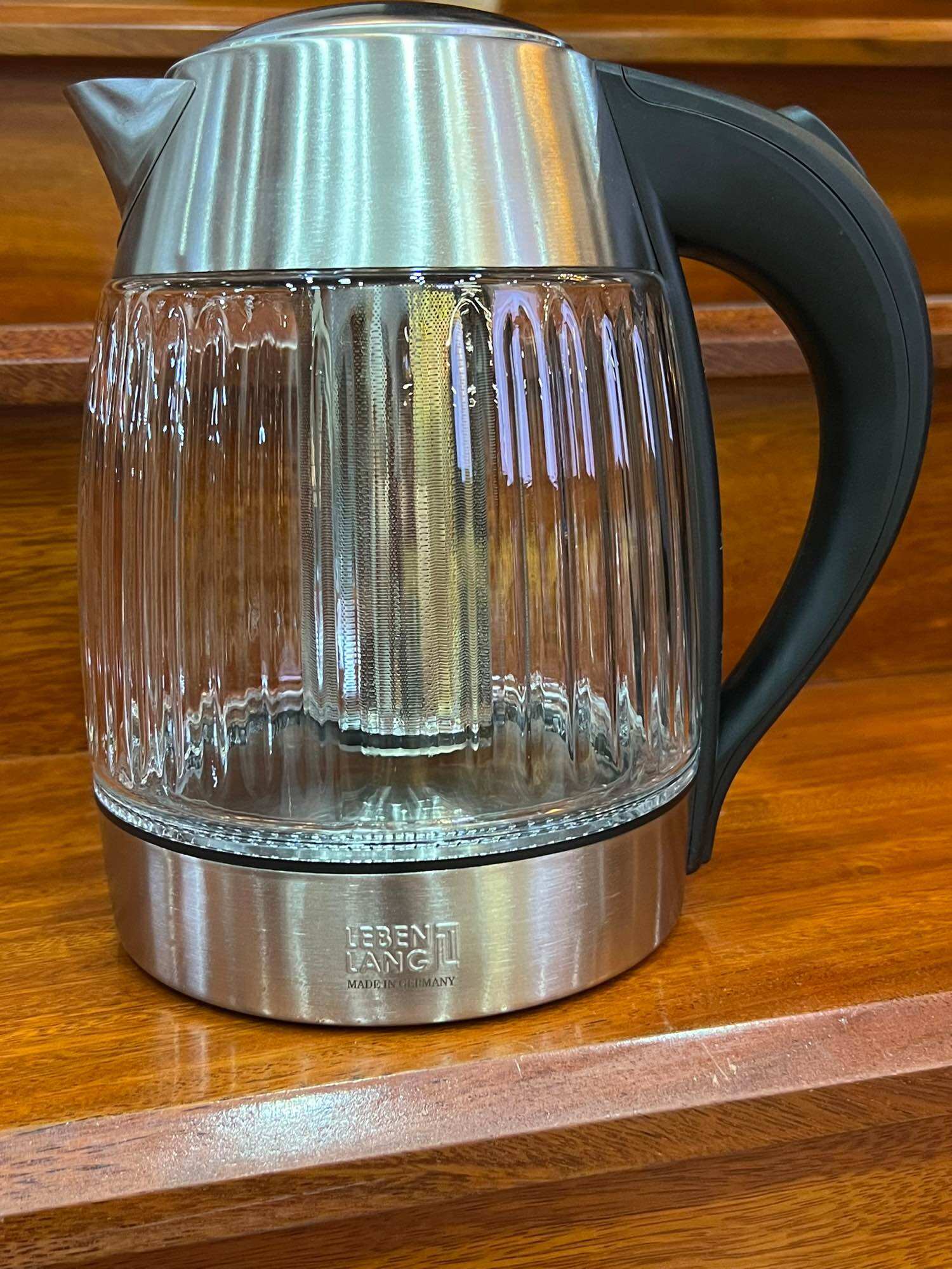 Ấm siêu tốc bình siêu tốc thủy tinh kèm lọc trà LEBENLANG hàng đức( made in germany)1.8 lít