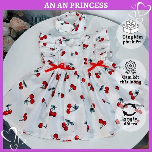 Váy hè họa tiết cherry dễ thương xinh xắn kèm tuban cho bé