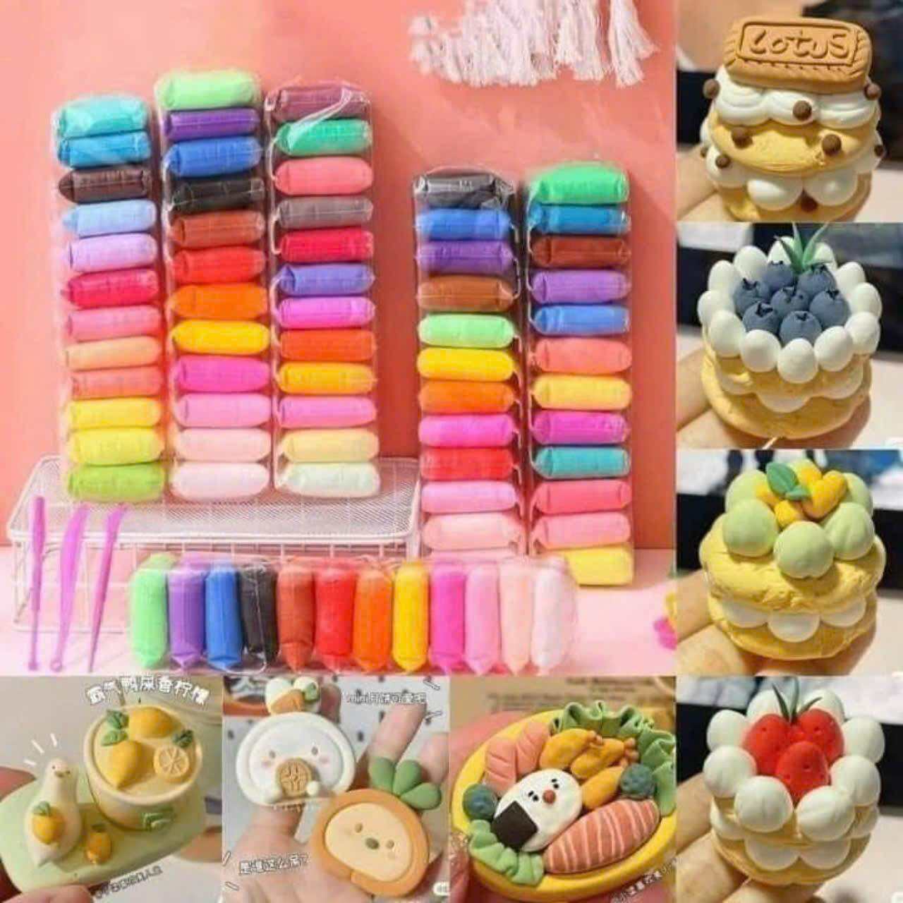 Đất sét tự khô Nhật 12/36 màu an toàn nặn hình cao cấp siêu nhẹ dành cho bé làm butter slime trang t