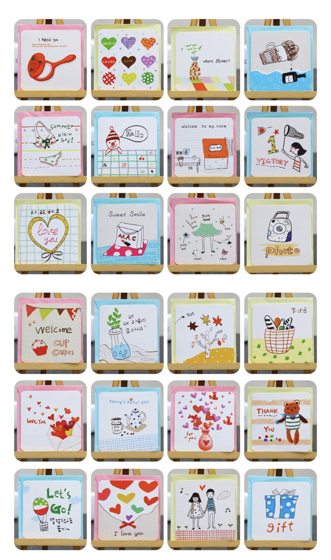 Combo 10 thiệp cầm tay mix mẫu 7*7cm