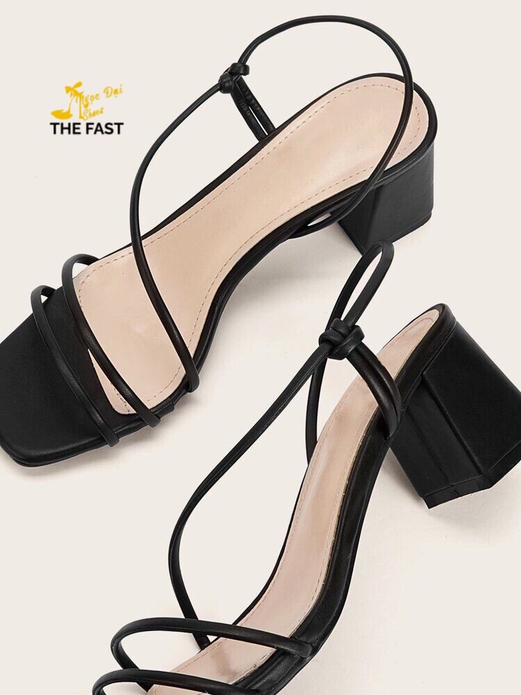 Giày sandal mũi vuông dây mảnh gót vuông sành điệu NĐ160