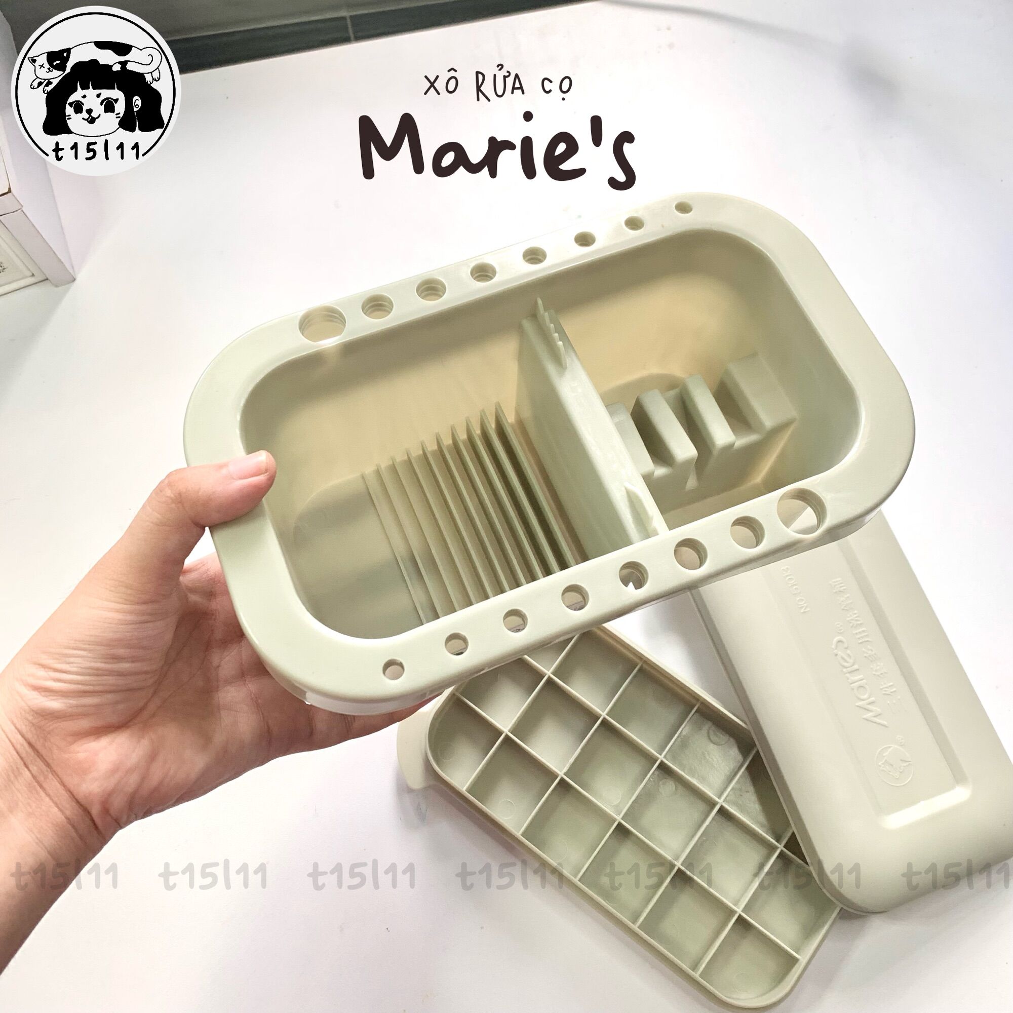 [t15l11] Xô Khay rửa cọ vẽ Marie’s đa năng