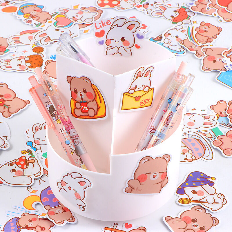 Set 50 miếng sticker hình dán chống nước gấu thỏ dễ thương