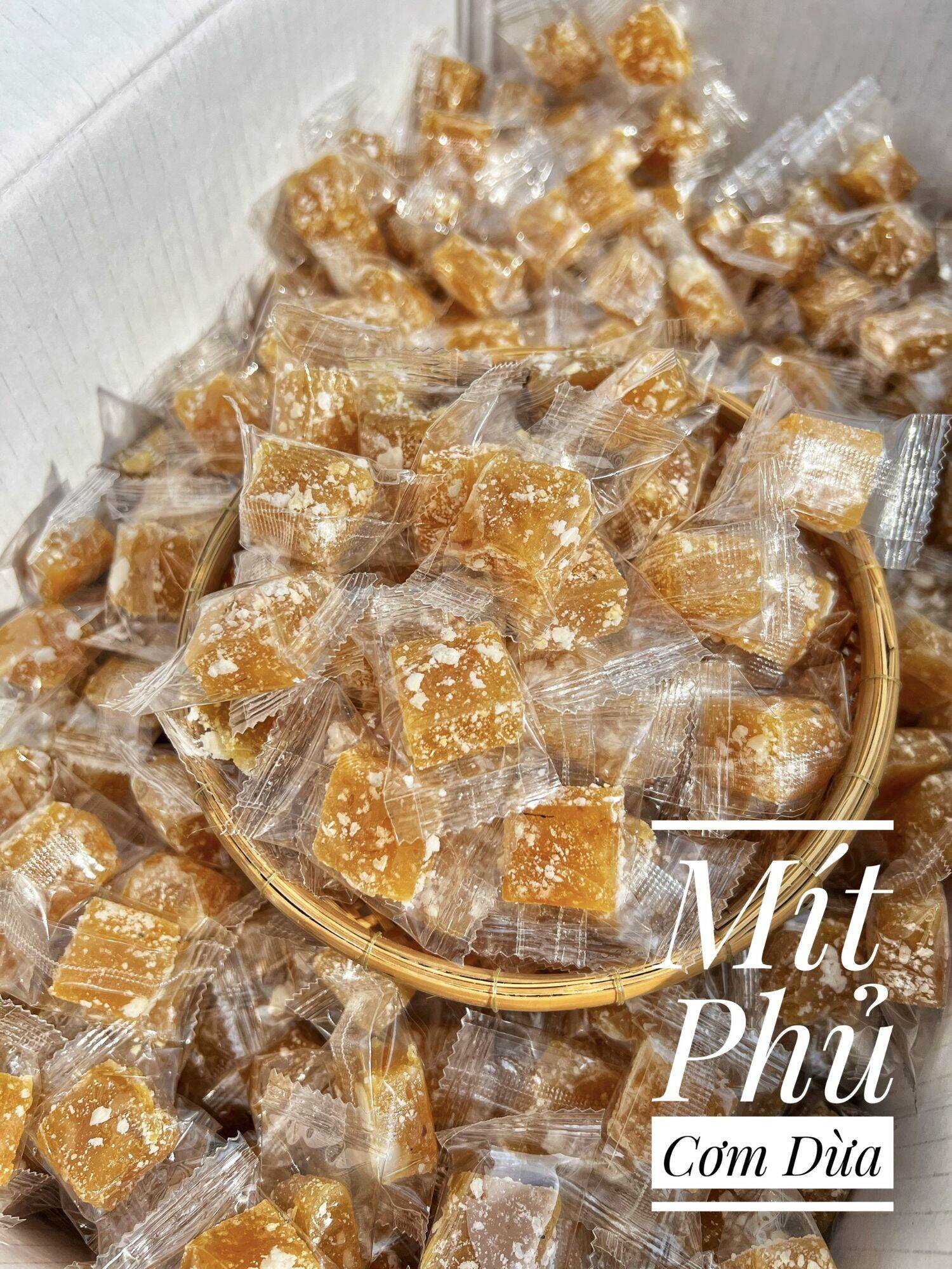 Mứt mít cơm dừa hoa tuyết dẻo viên 500g