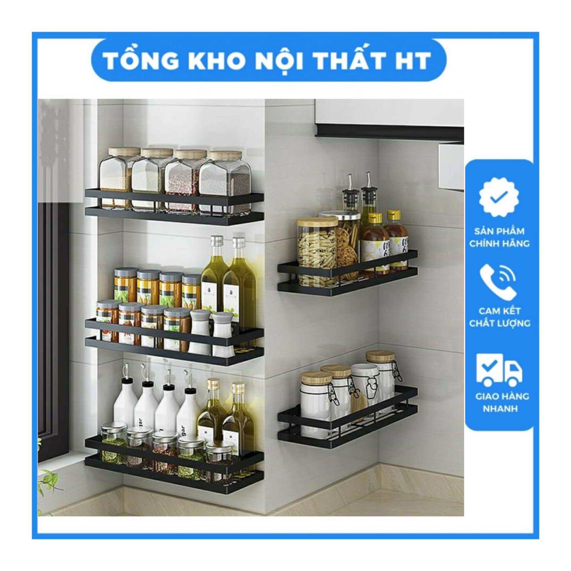 Kệ gia vị dán tường, kệ đa năng nhà bếp phòng tắm