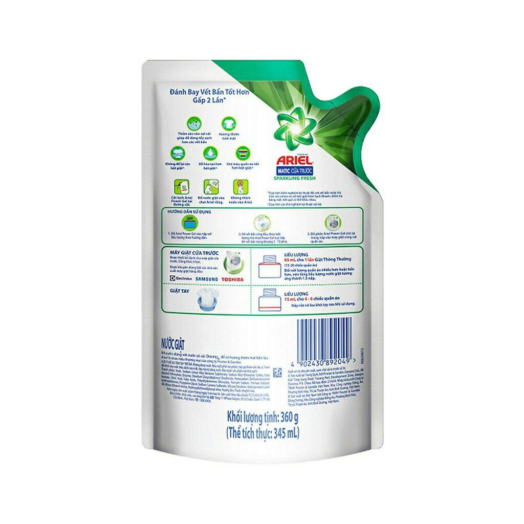 [HCM]Nước giặt Ariel túi 360g
