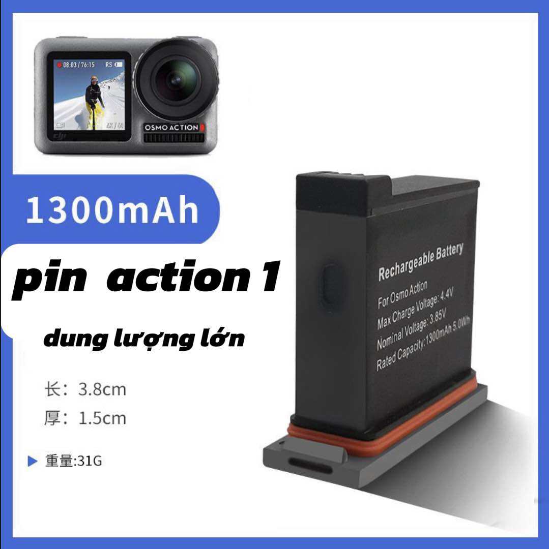 pin osmo action 1  dung lượng lớn (1300mah ) pin máy quay dji osmo action 1 camera