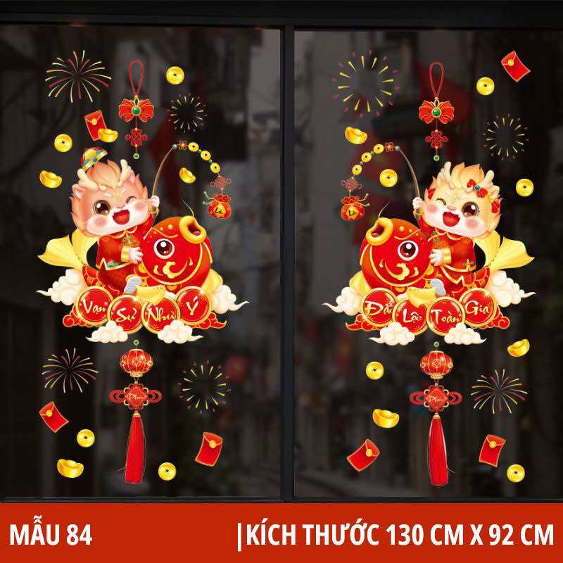 Decal tết 2024 GIÁP THÌN dán tường dán kính( nhiều mẫu lẻ)