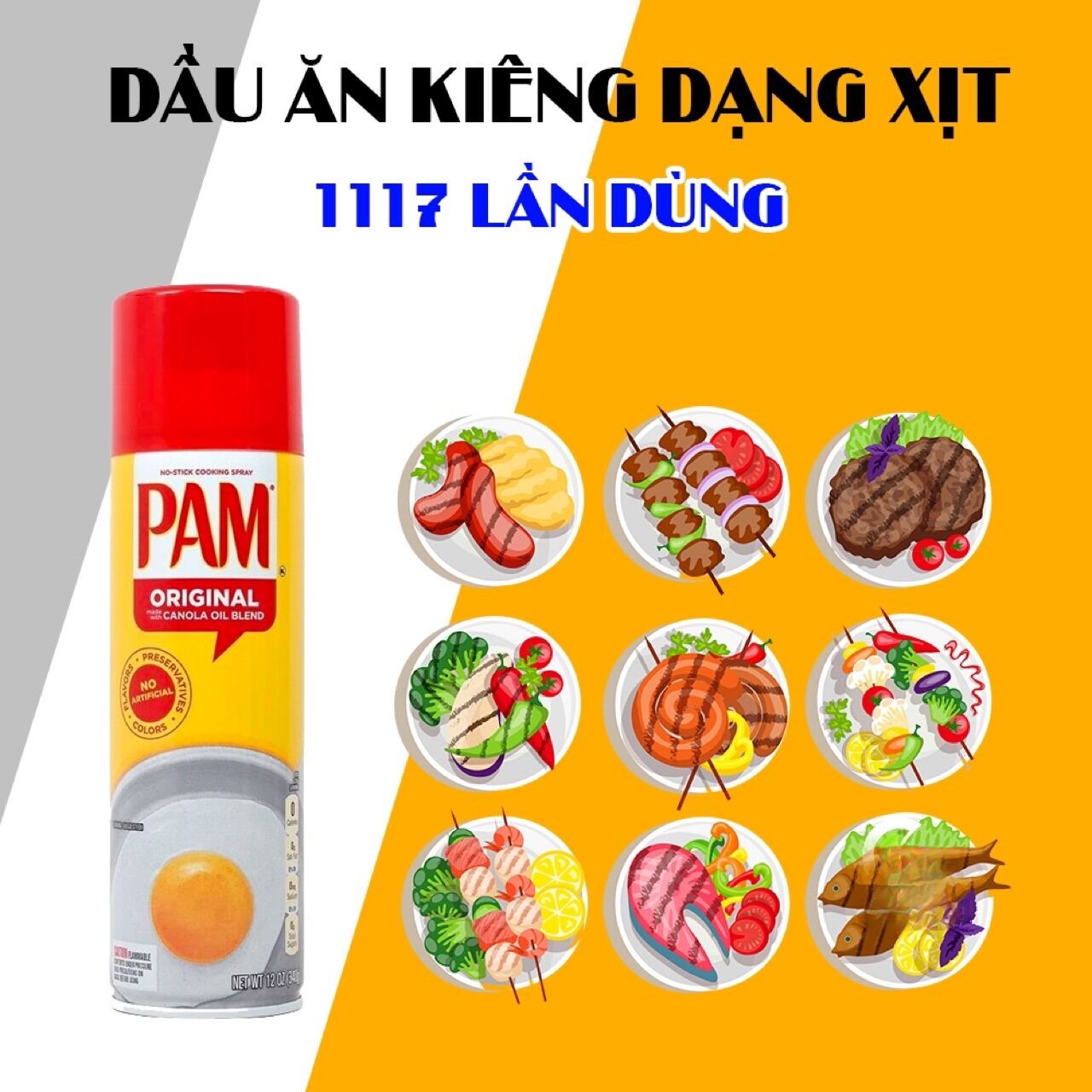Dầu ăn kiêng 0 calo dạng xịt pam original 340g