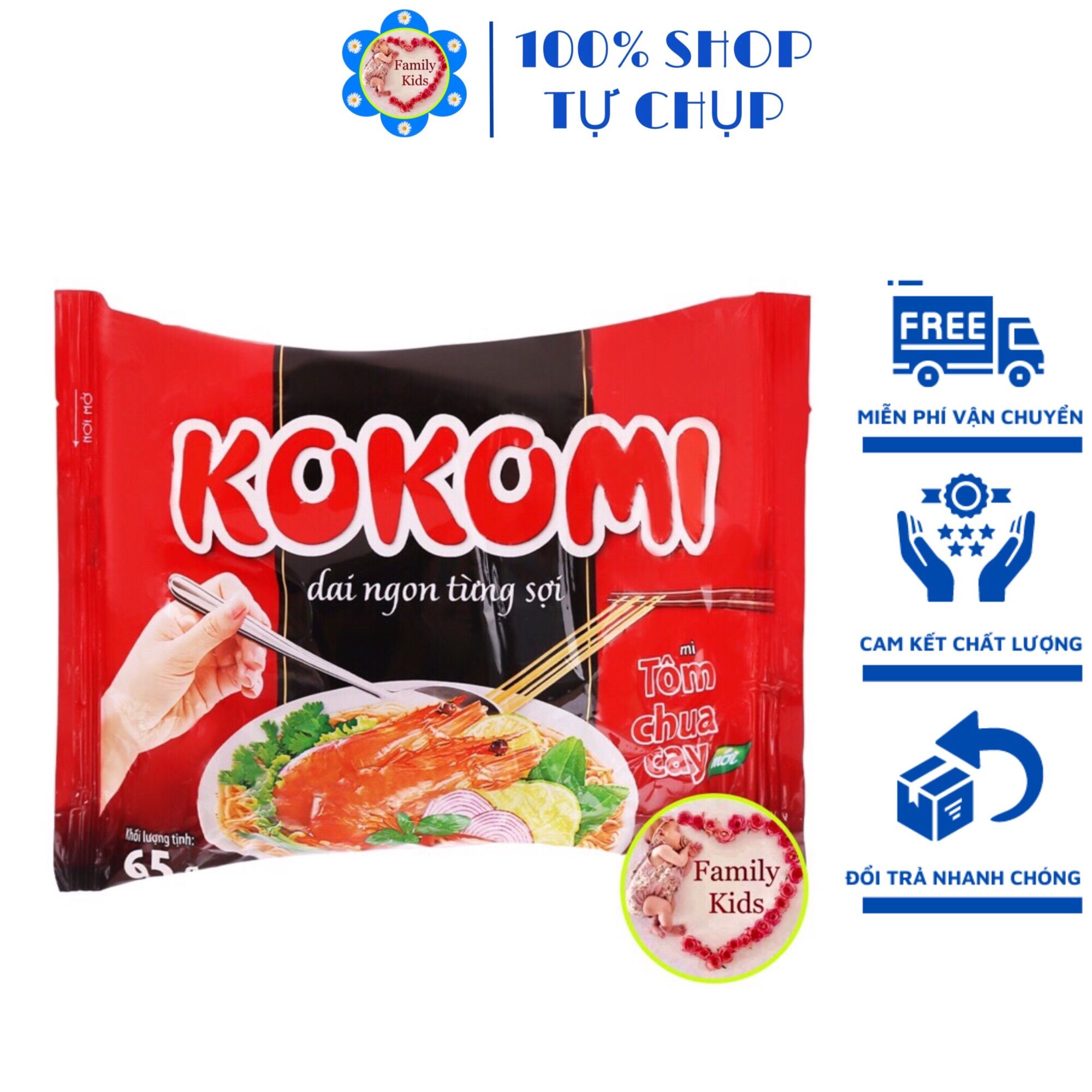 10 gói Mì tôm Kokomi vị tôm chua cay_gói 65g