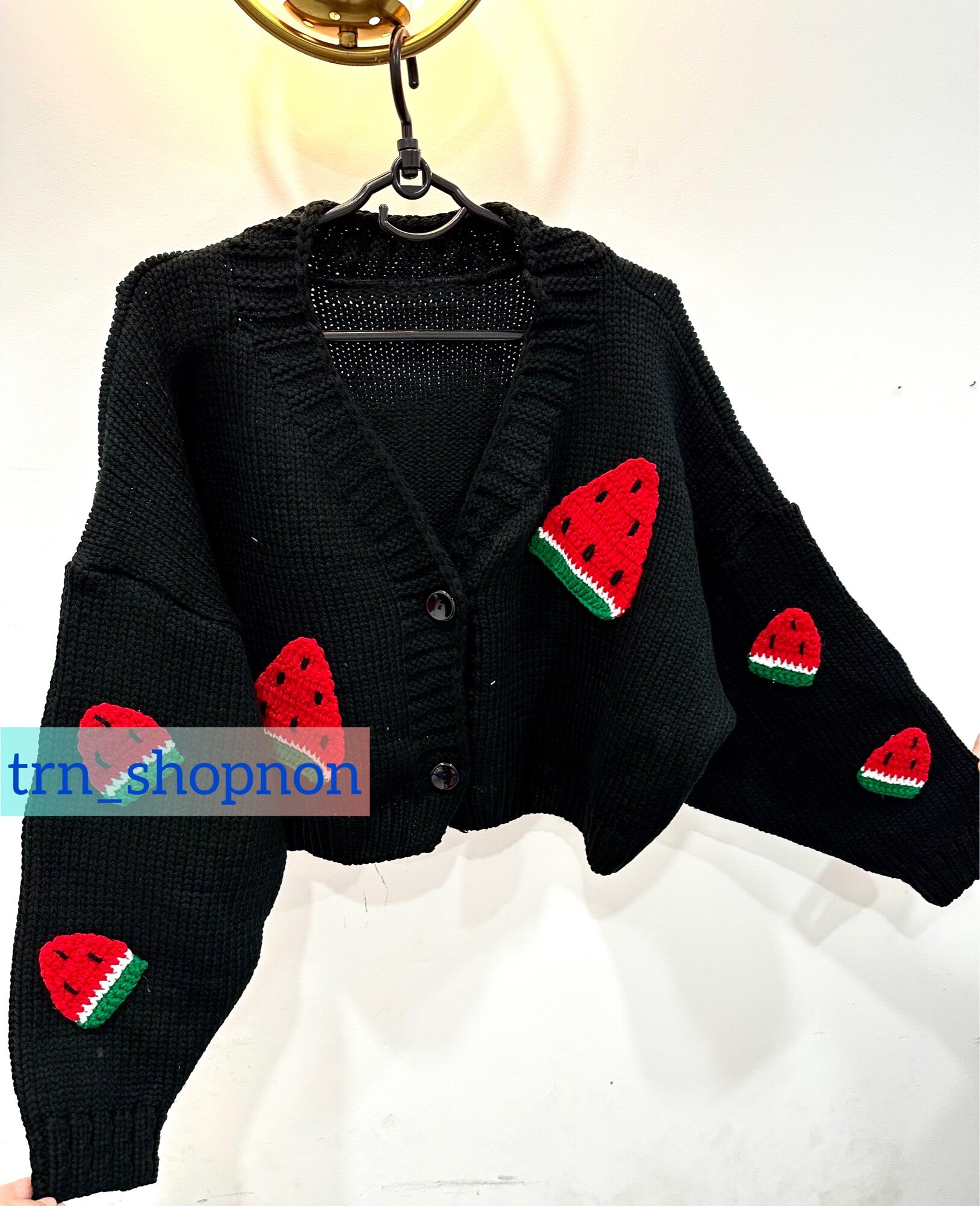 Áo len cardigan croptop nữ dưa hấu