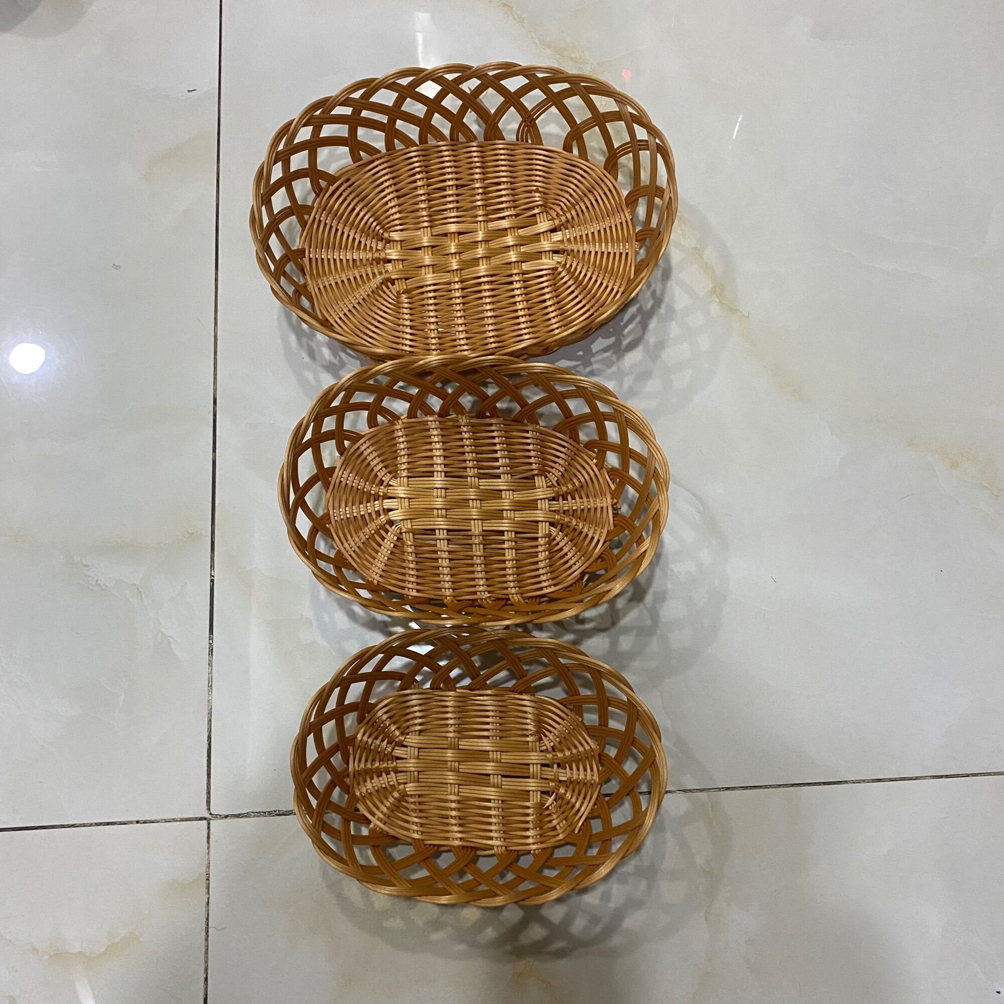 [HCM]Rổ nhựa giả mây trang trí đựng thực phẩm