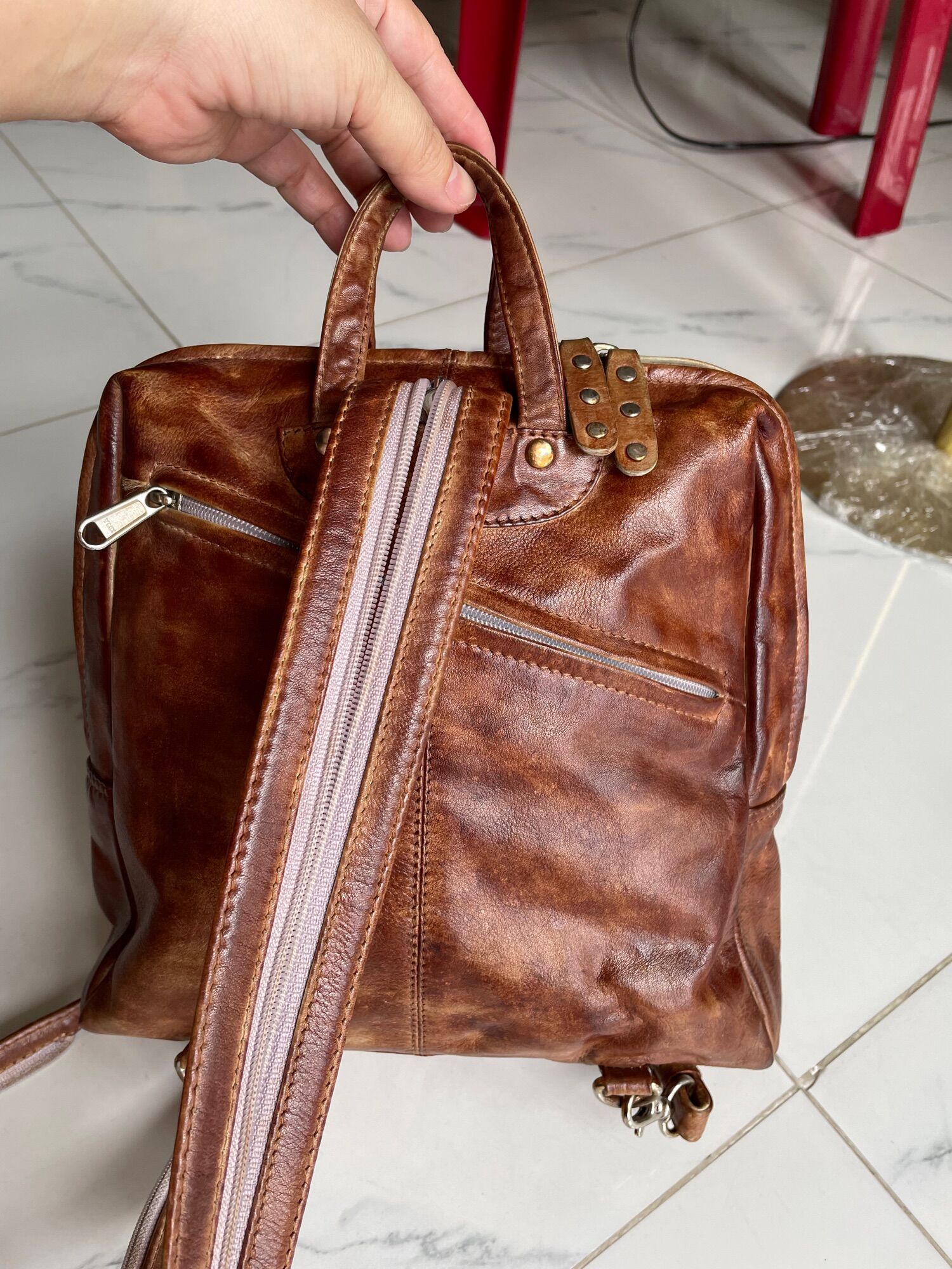 Balo si tuyển da thật 2in1