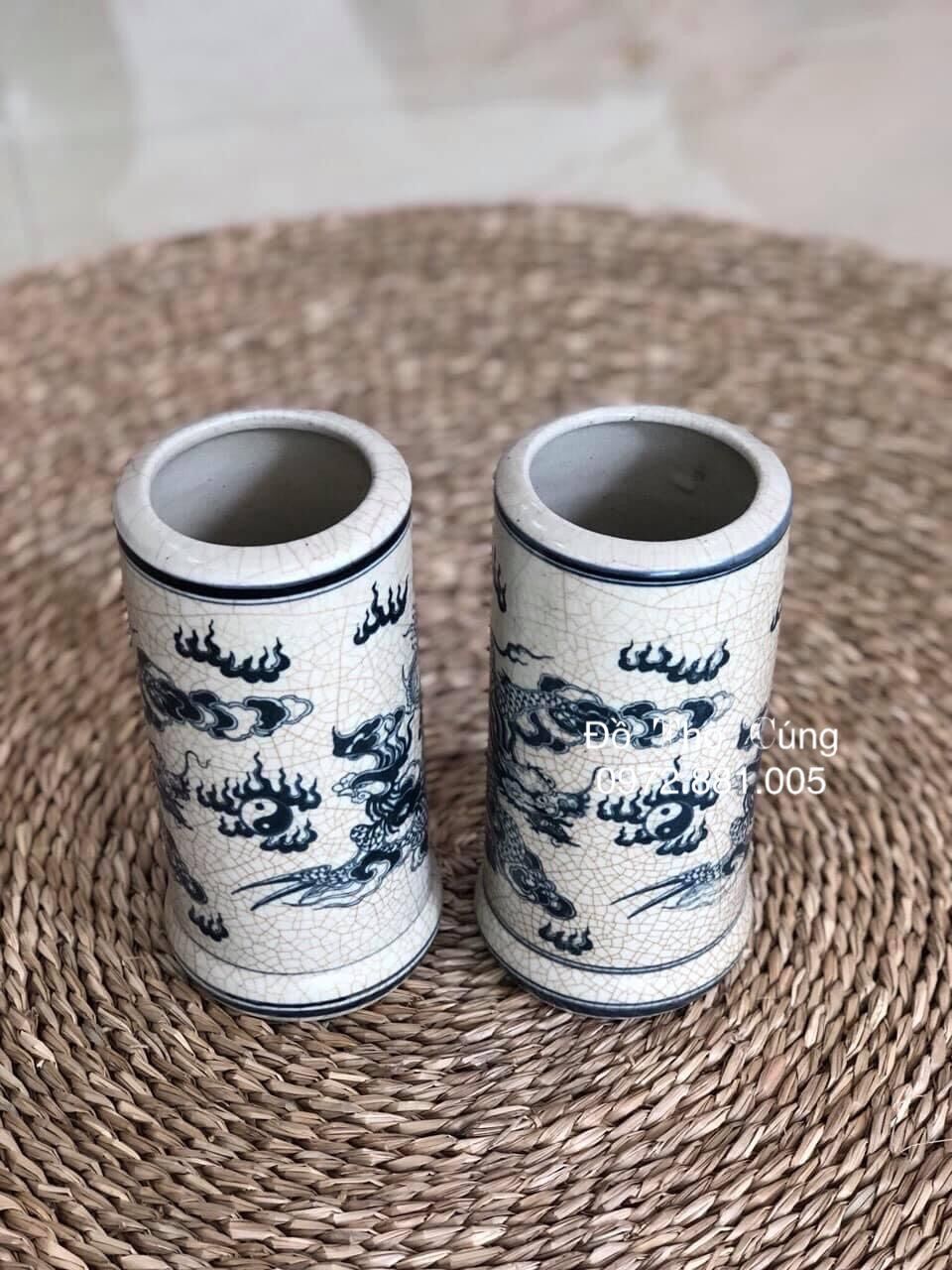 Ống đựng hương men rạn đen
