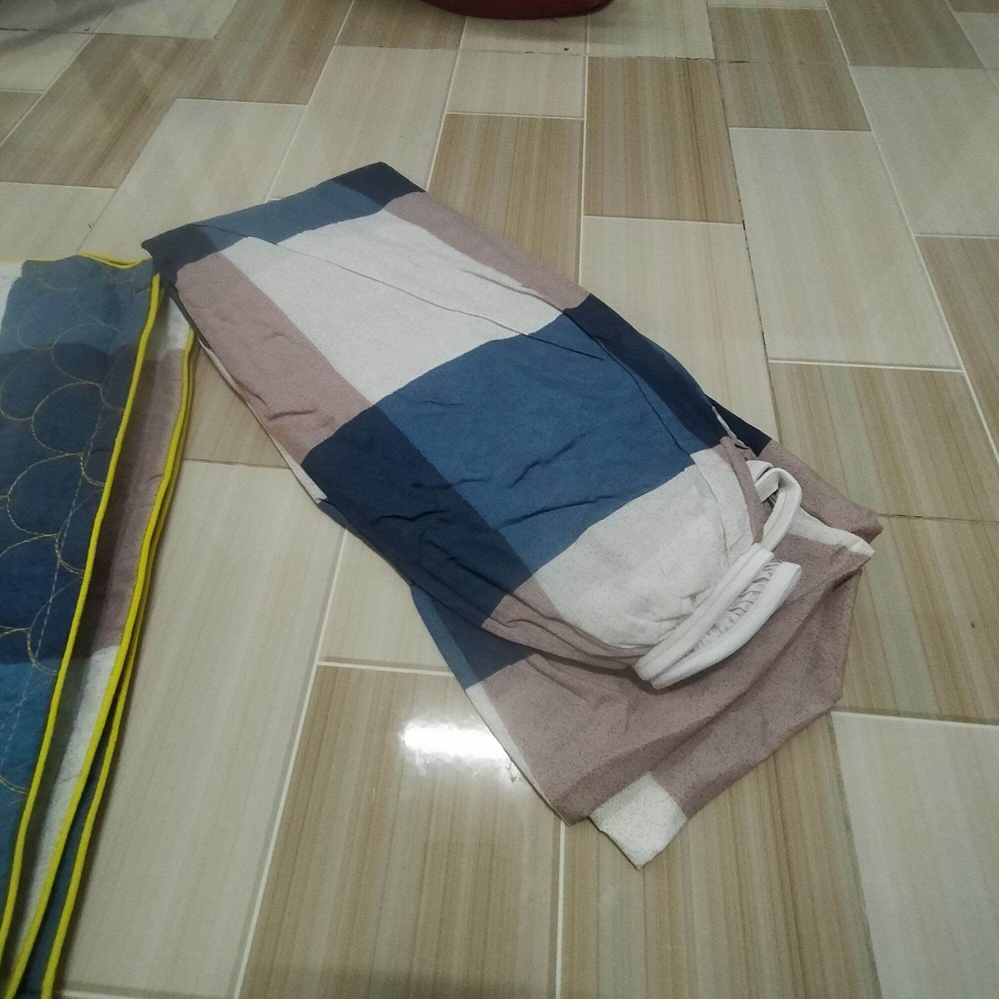 sét ga gối cotton poly mẫu kẻ ô