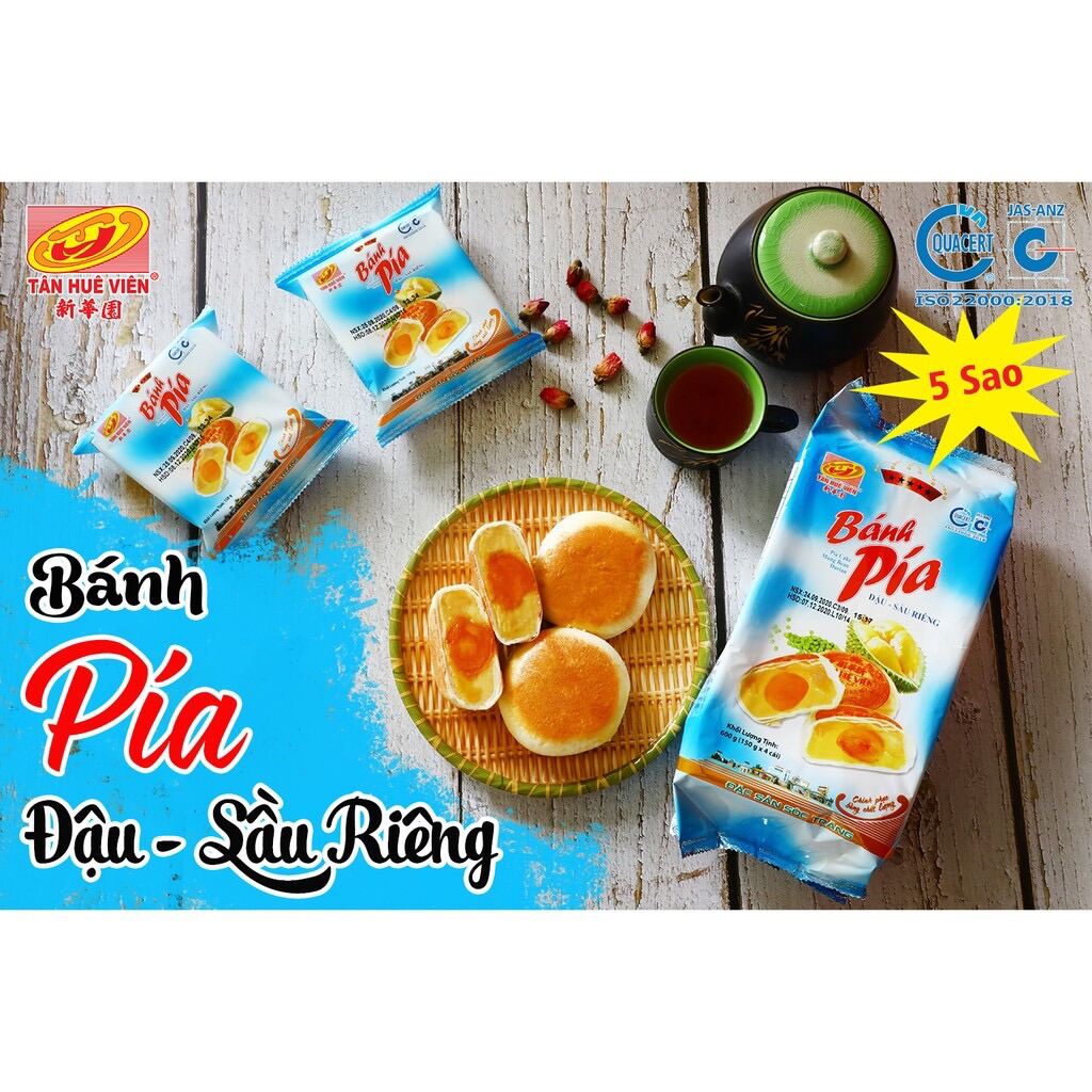 Bánh pía 5 sao Tân Huê viên đậu sầu riêng 600g Đặc sản Sóc Trăng( date luôn mới)