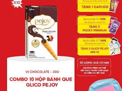 Combo 10 hộp bánh que glico pejoy nhân kem chocolate 33g