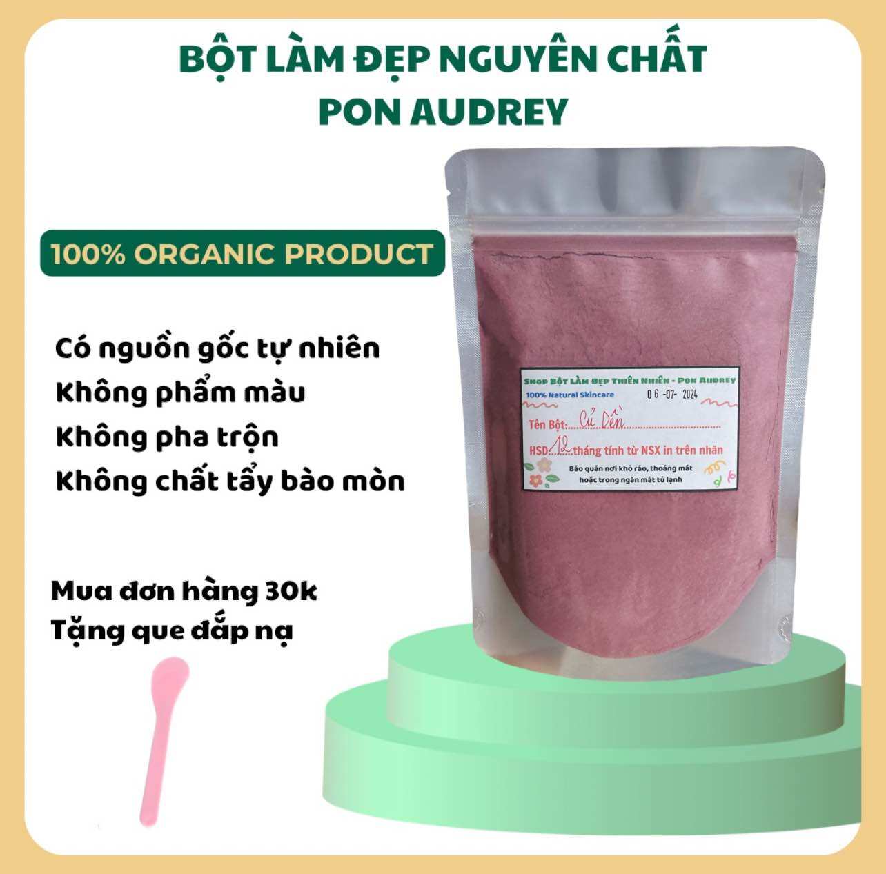 Bột củ dền nguyên chất giúp trắng da, chống lão hóa, cấp ẩm phục hồi, mờ thâm nám