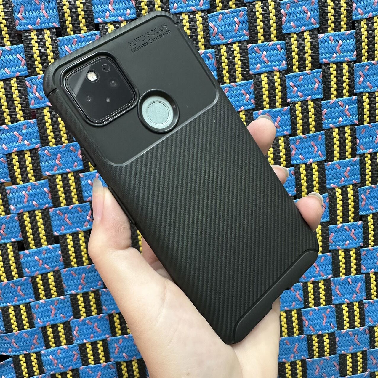 [ Ảnh thật ] Case ốp lưng Google Pixel 5 dẻo đen vân xước carbon