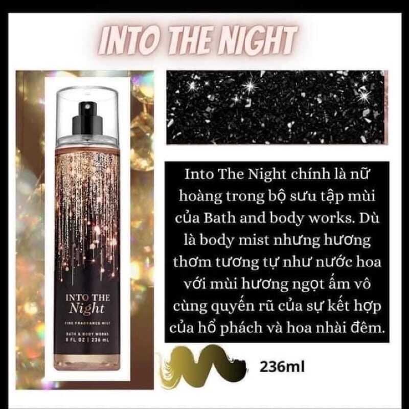 Body mist Xịt thơm toàn thân Into the night 236ml