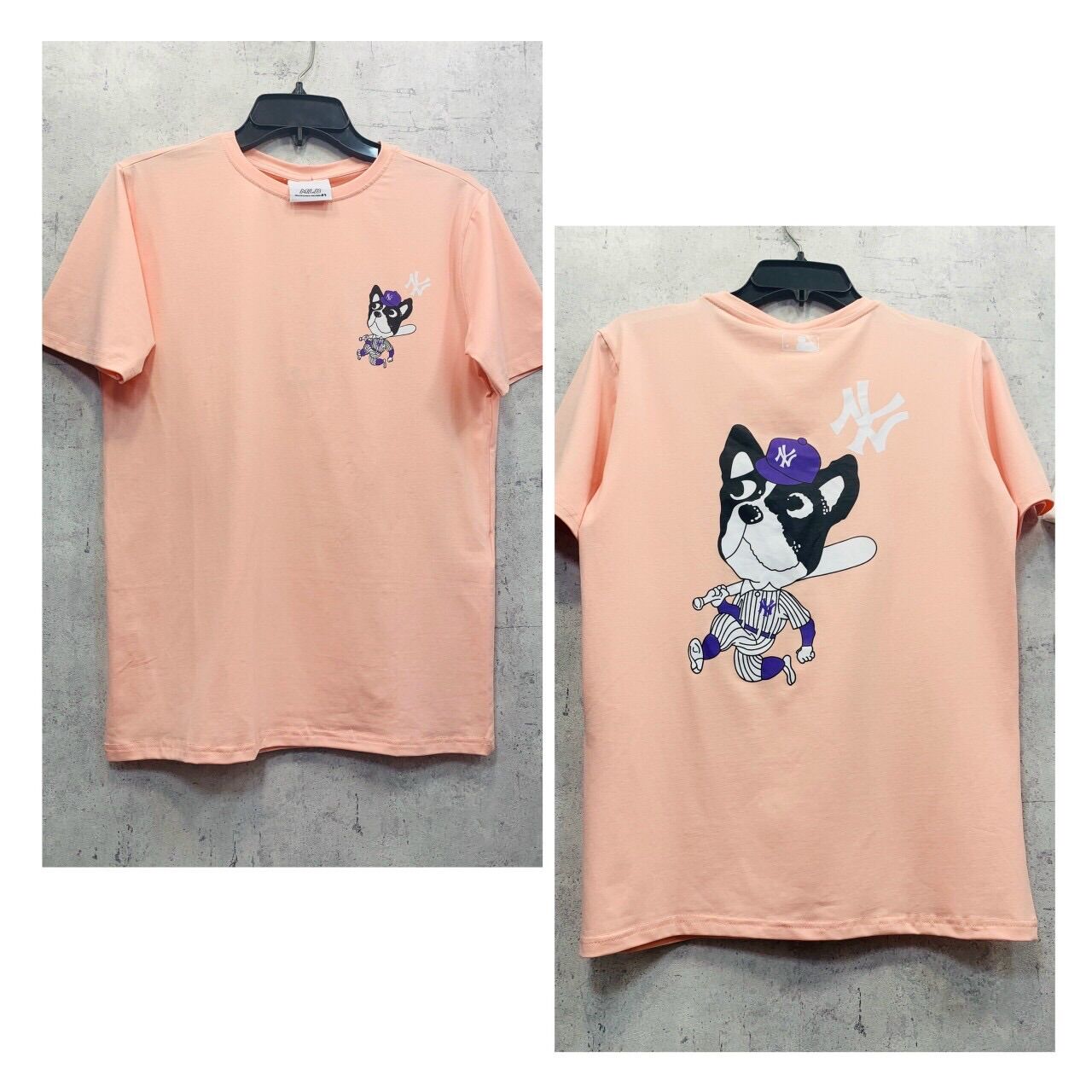 Áo phông new york yankees mlb like short sleeve t - shirt hồng