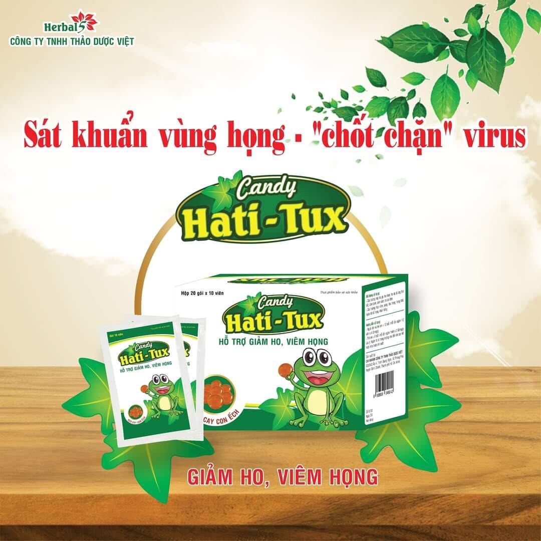 Kẹo Ho Hatitux - Giảm Ho, Viêm Họng (Hộp 20gói x 10viên)