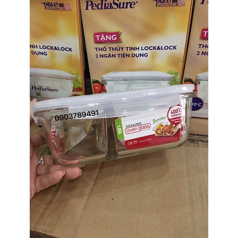 👍🧸 HỘP THỦY TINH CHIA NGĂN LOCK & LOCK 1.05L 👍👍