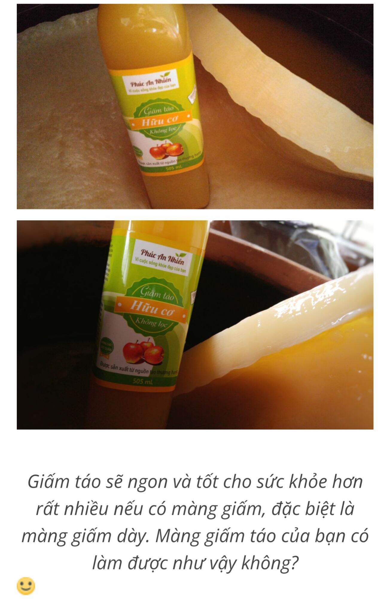 Giấm táo Phúc An Nhiên (Chai thuỷ tinh 500ml)