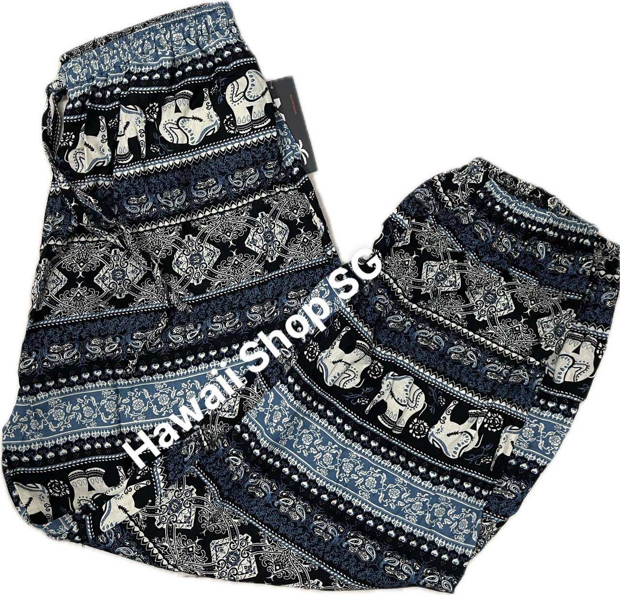 (Bigsize 85kg) Elephant Brocade Long Pants for Men and Women (Elastic Waistband)