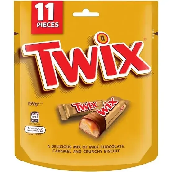 Socola Twix Miniatures Milk Chocolate Caramel and Crunchy Biscuit túi 159gr