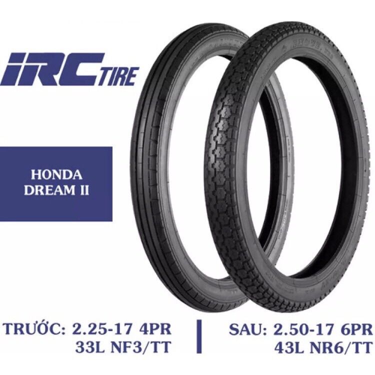 Combo lốp trước và sau xe Dream chính hãng IRC