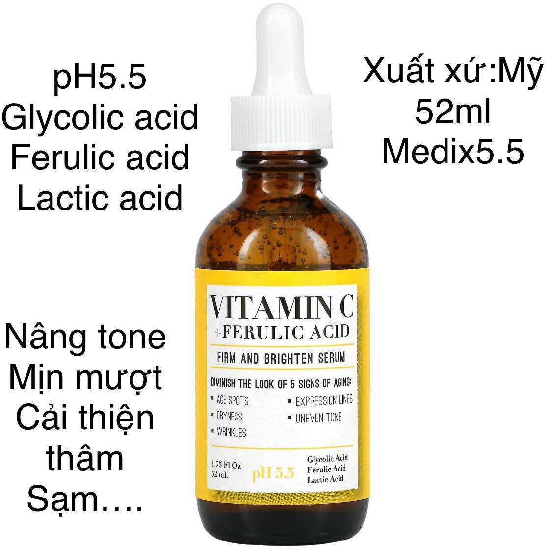 Medix 5.5 Vitamin C + Ferulic Acid Serum 52ml làm săn chắc và làm sáng da mặt