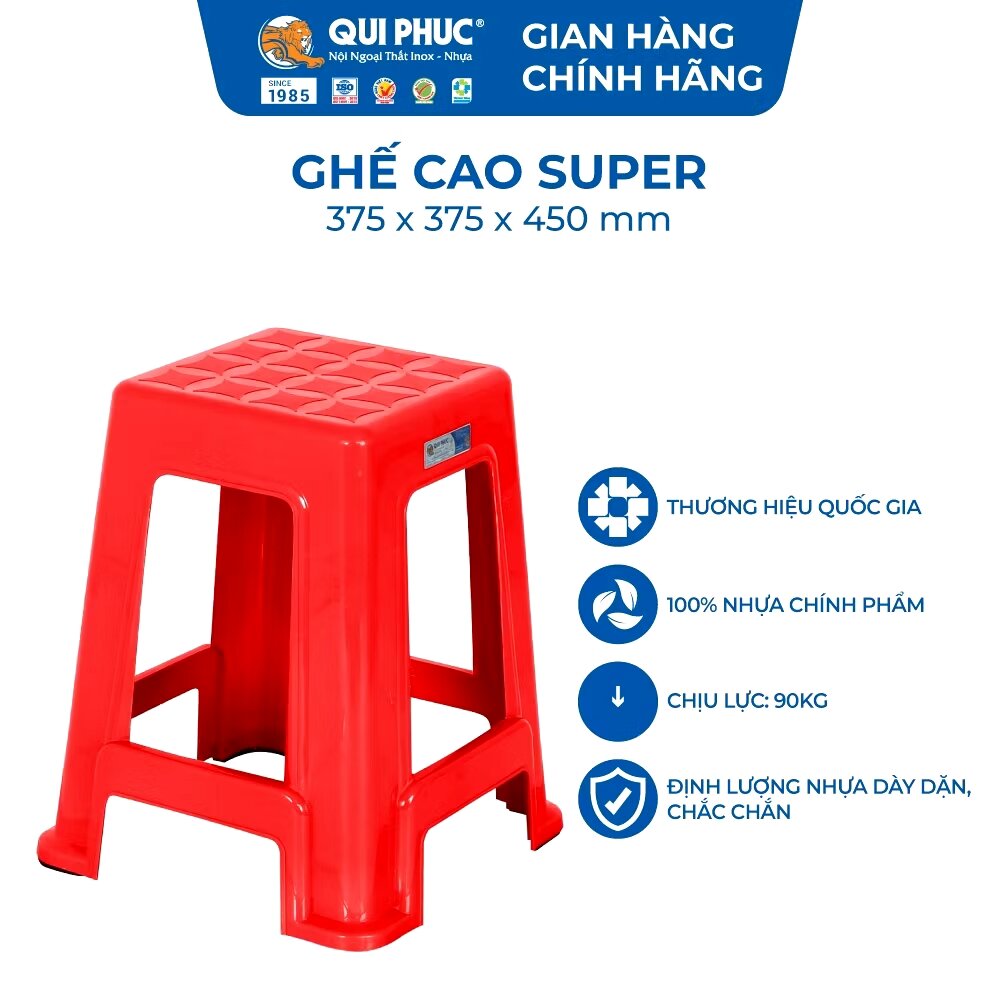 Combo 5 Ghế Nhựa Cao Super - Chính Hãng Qui Phúc