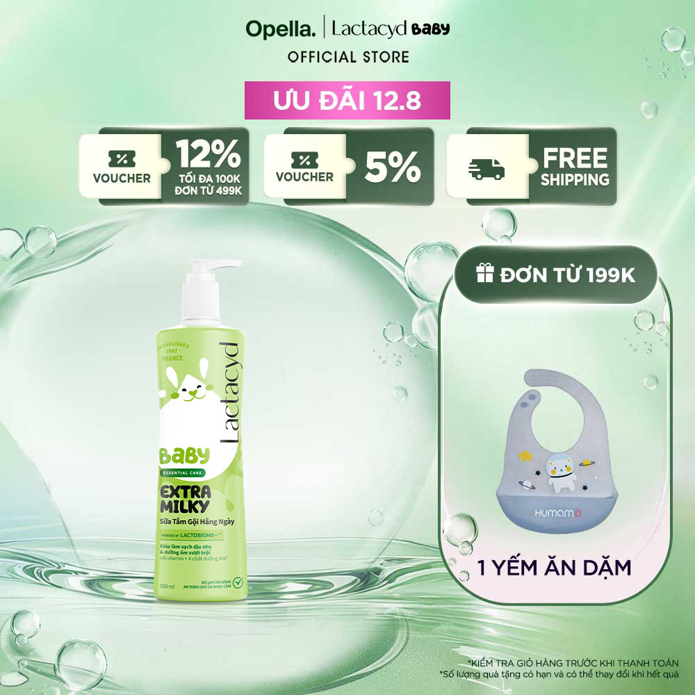 Sữa Tắm Gội Trẻ Em Lactacyd Baby Extra Milky Làm Sạch Dịu Nhẹ và Dưỡng Ẩm Vượt Trội 500ml