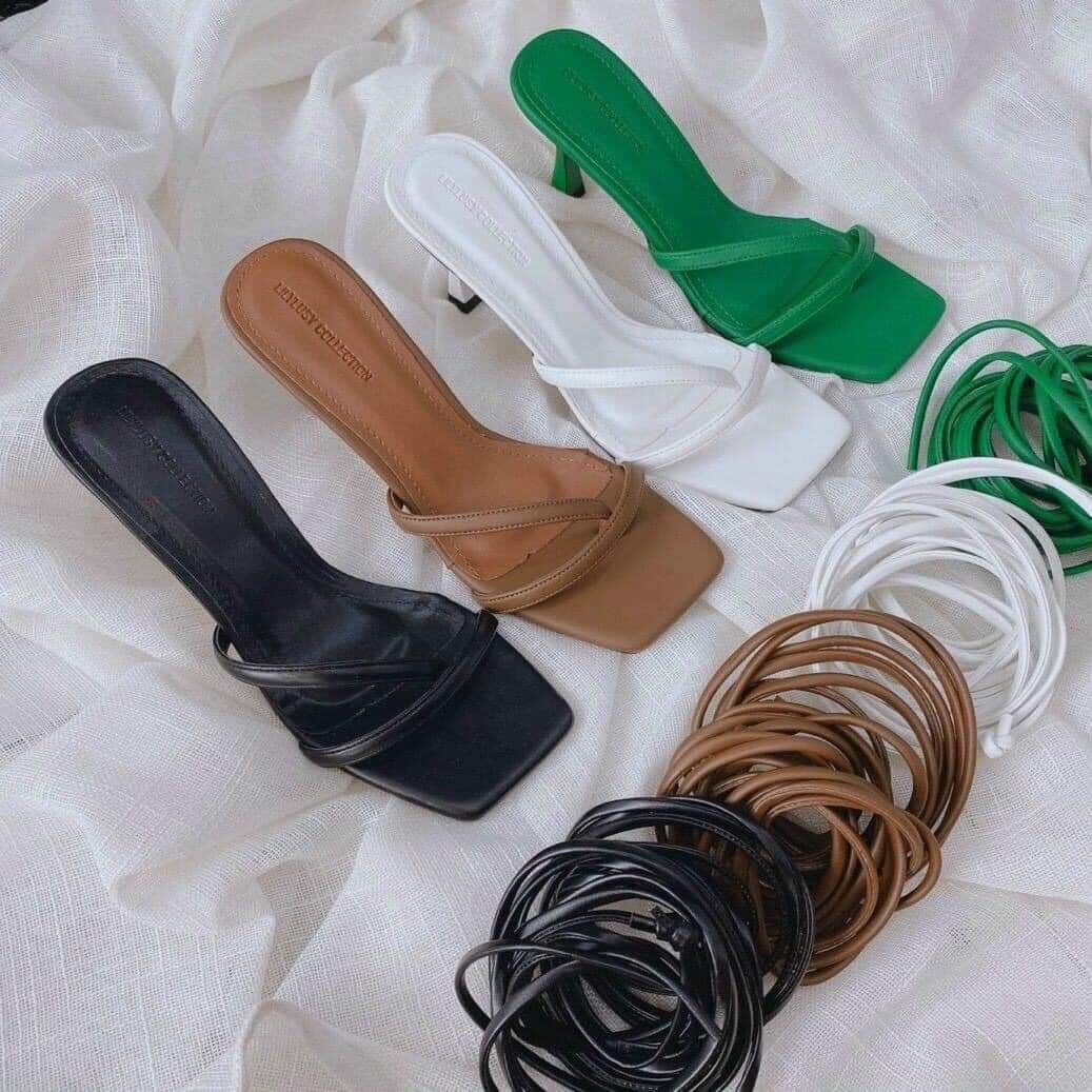 Sandal cột dây sandal cao gót quấn dây cổ chân