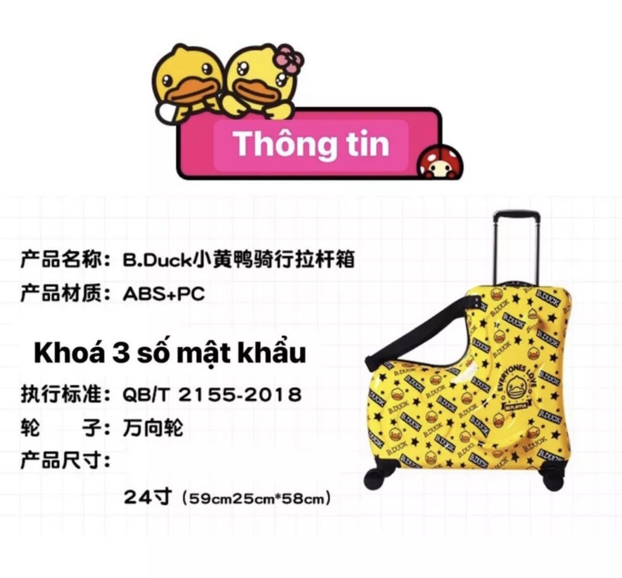 Vali con vịt vàng 24 inch