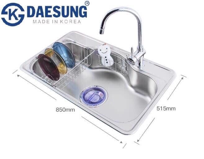 Bồn rửa chén 1 hố to , mã số pds-850, hiệu daesung, nhập khẩu nguyên bộ từ hàn quốc