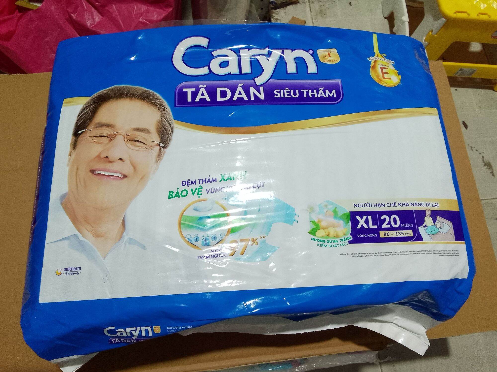 Tã dán caryn siêu thấm size xl 20 miếng vòng hong 86 - 135 cm