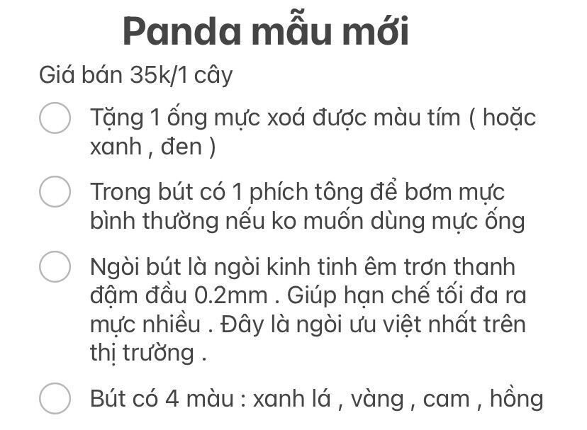 Bút Panda dùng mực xoá được