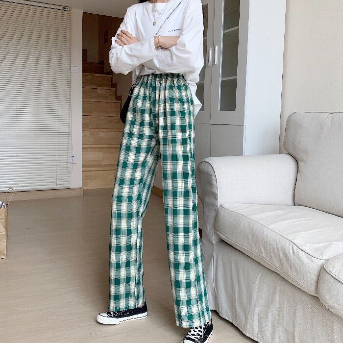 Quần Kẻ Sọc Caro Dáng Suông Phong Cách Hàn Quốc _ Quần Kẻ Caro Baggy Nam Nữ Ống Rộng Unisex