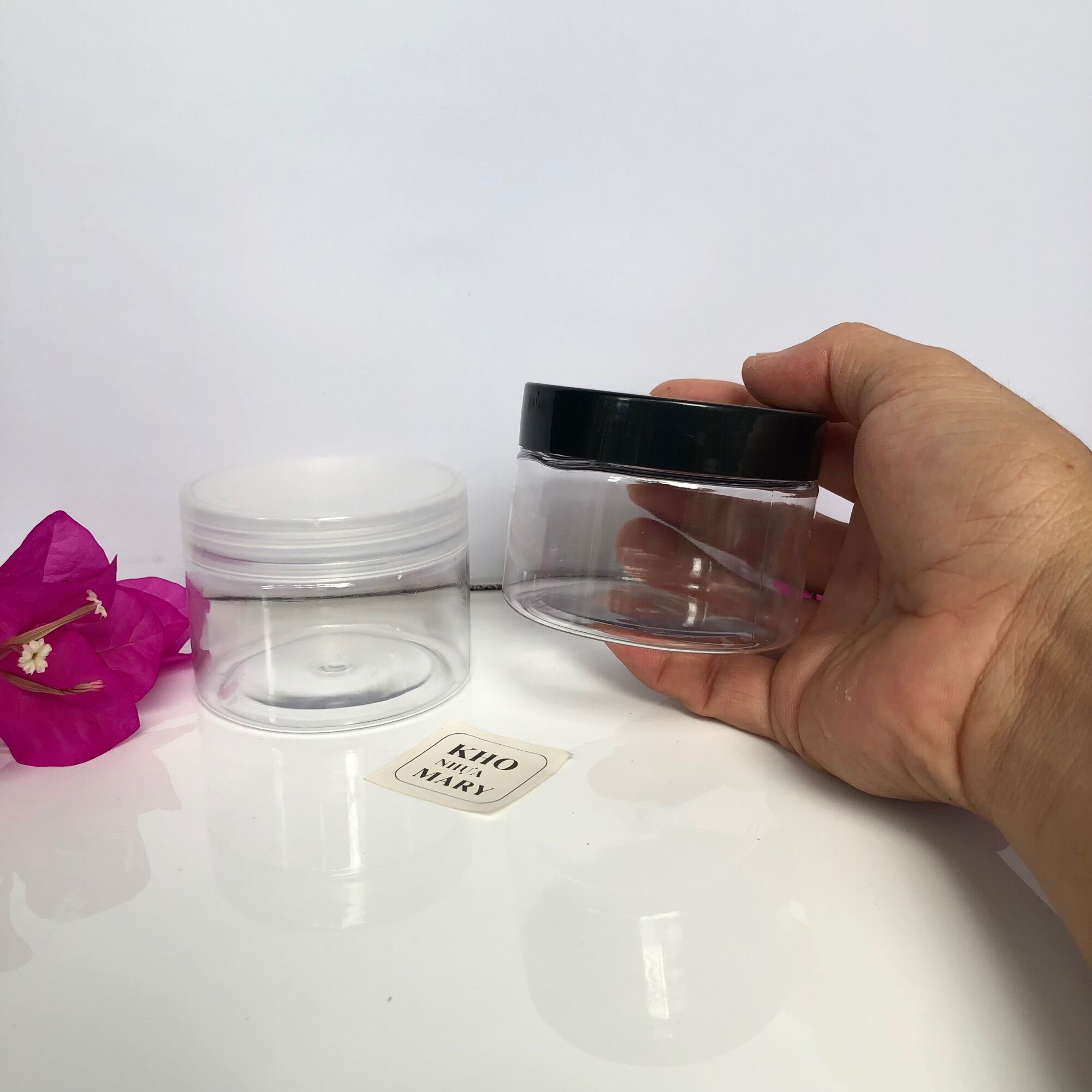 Hủ nhựa trong suốt NẮP ĐEN có nắp lót 750gr/ 500gr/ 300gr/ 200gr/ 100g - Hủ nhựa đựng thực phẩm / hủ đựng kem/ hủ chiết kem / hủ đựng mứt , đựng bánh , đựng hạt