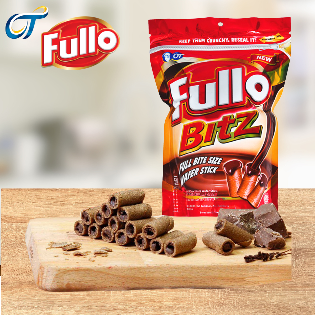 Combo 2 gói Bánh quế Fullo Bitz Sôcôla 80gr (Gói Zip tiện lợi) date 2/2025